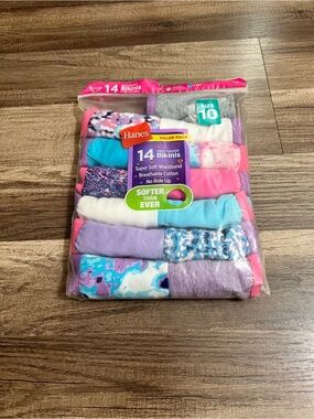 NWOT Hanes Girls' 13 Pack Bikinis - Pink, Purple, Blue, White Mix